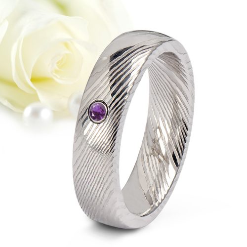 Aurora Amethyst - damaszkuszi acél Női köves karikagyűrű RGW-TZ-DS103750AM