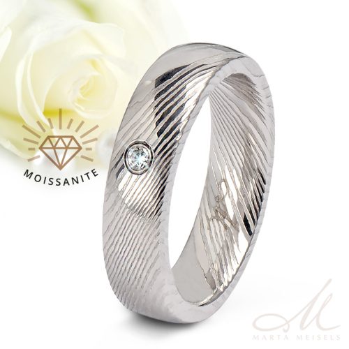 Aurora Moissanite - damaszkuszi acél Női köves karikagyűrű RGW-TZ-DS103750MO