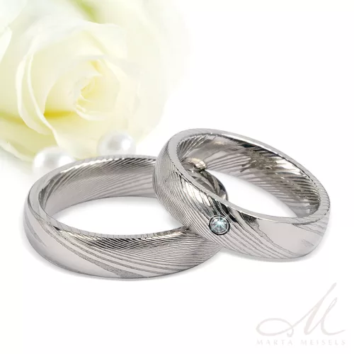 Aurora Moissanite - damaszkuszi acél Női köves karikagyűrű RGW-TZ-DS103750MO