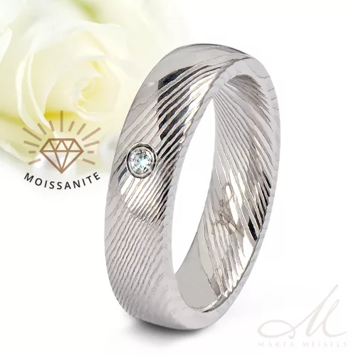 Aurora Moissanite - damaszkuszi acél Női köves karikagyűrű RGW-TZ-DS103750MO