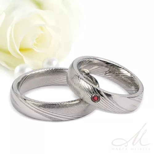 Aurora Ruby - damaszkuszi acél Női köves karikagyűrű RGW-TZ-DS103750RUB