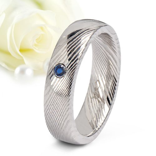 Aurora Sapphire - damaszkuszi acél Női köves karikagyűrű RGW-TZ-DS103750SA