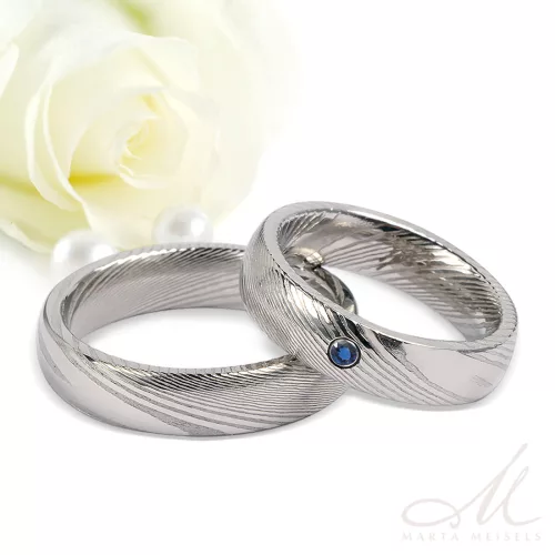 Aurora Sapphire - damaszkuszi acél Női köves karikagyűrű RGW-TZ-DS103750SA