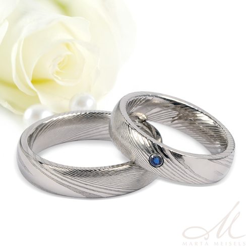 Aurora Sapphire - damaszkuszi acél Női köves karikagyűrű RGW-TZ-DS103750SA