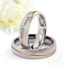 Elowen Moissanite - szálcsiszolt nemesacél Női 7 köves karikagyűrű rozé arany sávval RGW-TZ-SS172550MO