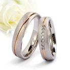 Elowen Moissanite - szálcsiszolt nemesacél Női 7 köves karikagyűrű rozé arany sávval RGW-TZ-SS172550MO