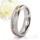 Elowen Moissanite - szálcsiszolt nemesacél Női 7 köves karikagyűrű rozé arany sávval RGW-TZ-SS172550MO