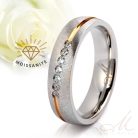 Elowen Moissanite - szálcsiszolt nemesacél Női 7 köves karikagyűrű rozé arany sávval RGW-TZ-SS172550MO