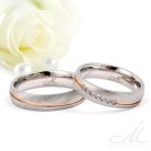 Elowen Moissanite - szálcsiszolt nemesacél Női 7 köves karikagyűrű rozé arany sávval RGW-TZ-SS172550MO