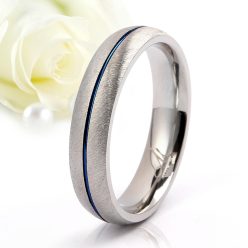   Azule - szálcsiszolt nemesacél Férfi karikagyűrű kék csíkkal RGW-TZ-SS178850