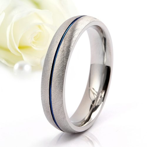 Azule - szálcsiszolt nemesacél Férfi karikagyűrű kék csíkkal RGW-TZ-SS178850