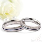 Azule Zirconia - szálcsiszolt nemesacél Női köves karikagyűrű kék csíkkal RGW-TZ-SS178850BS