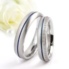 Azule Moissanite - szálcsiszolt nemesacél Női 20 köves karikagyűrű kék csíkkal RGW-TZ-SS178850MO