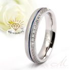 Azule Moissanite - szálcsiszolt nemesacél Női 20 köves karikagyűrű kék csíkkal RGW-TZ-SS178850MO