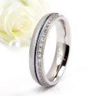 Azule Moissanite - szálcsiszolt nemesacél Női 22 köves karikagyűrű kék csíkkal RGW-TZ-SS178850MO