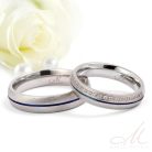 Azule Moissanite - szálcsiszolt nemesacél Női 23 köves karikagyűrű kék csíkkal RGW-TZ-SS178850MO